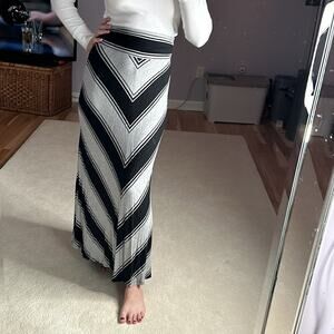 Merona: Black and Gray Striped Maxi Skirt